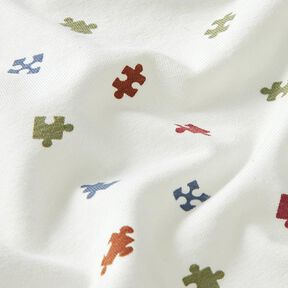 Tela de jersey de algodón Piezas de puzzle – blanco lana | Retazo 80cm, 