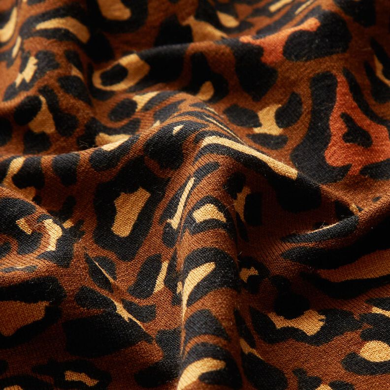 Tela de jersey de viscosa Estampado leopardo – marrón medio/amarillo curry,  image number 2