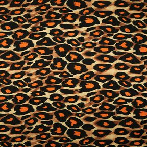 Tela de jersey de viscosa Grandes manchas de leopardo – marrón/naranja, 