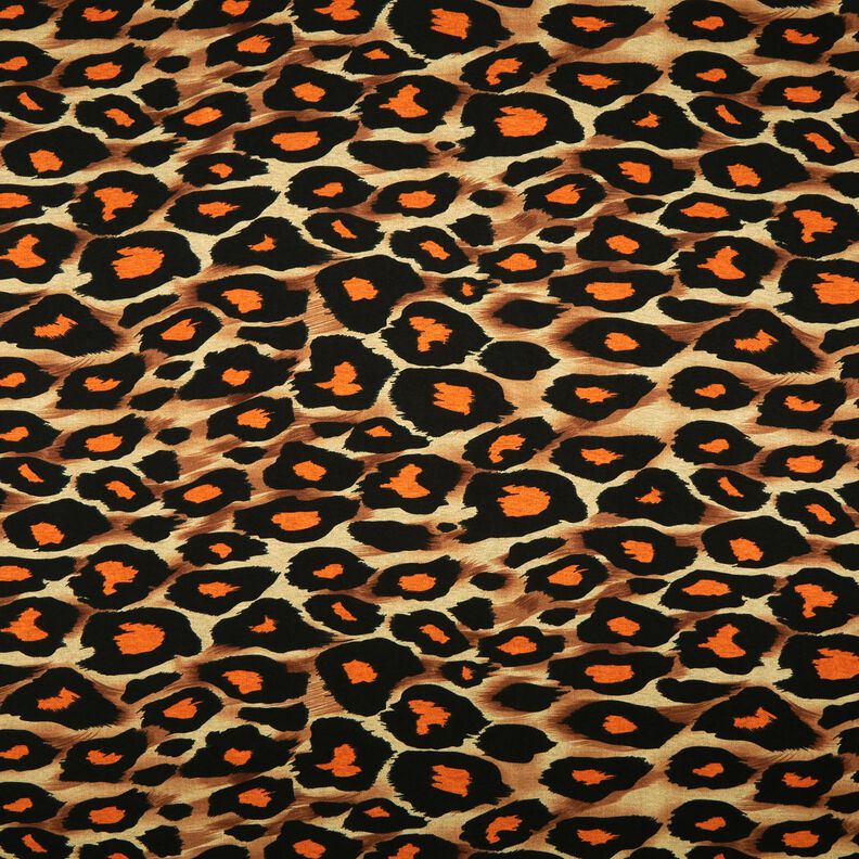 Tela de jersey de viscosa Grandes manchas de leopardo – marrón/naranja,  image number 1