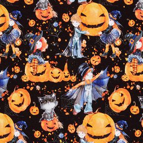Tela de jersey de algodón Halloween Impresión digital – negro, 