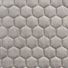 Tela de tapicería Terciopelo acolchado en diseño de panal – gris, 