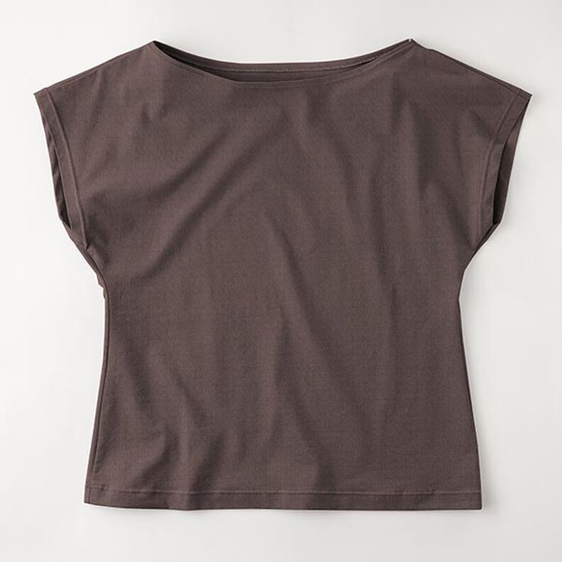 Tela de jersey de algodón Uni mediano – marrón negro,  image number 8