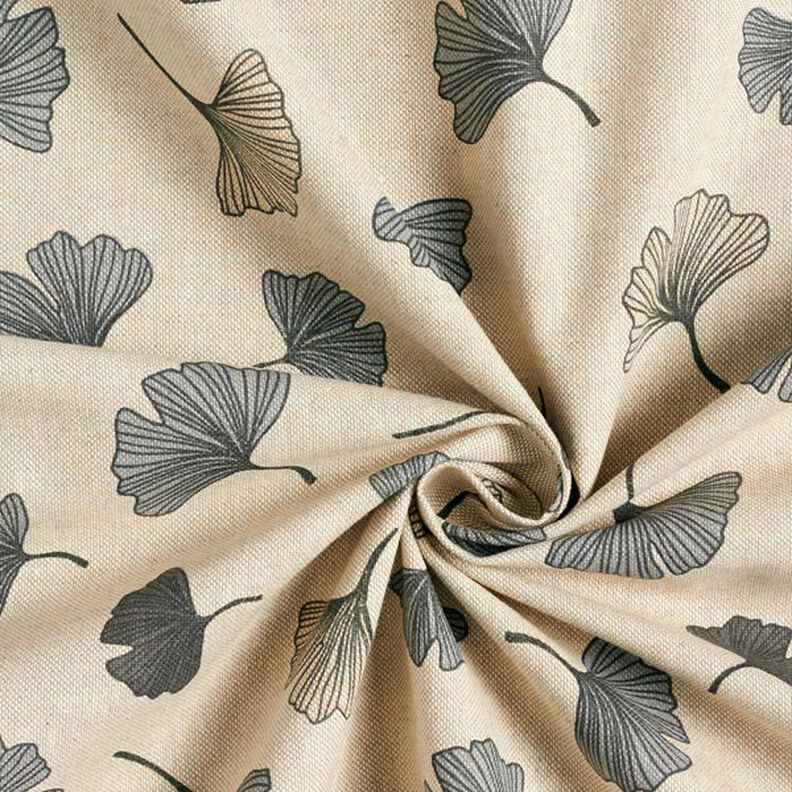 Tela decorativa Panama media Hojas de ginkgo – gris/naturaleza,  image number 5