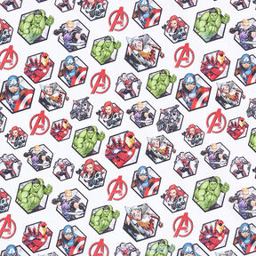 Cretona Telas con licencia Azulejos con diseños de los Vengadores | Marvel – blanco, 