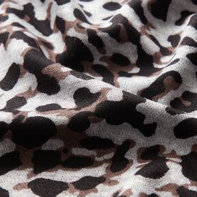 Tela de jersey de viscosa Pequeño estampado de leopardo – chocolate/gris plateado, 