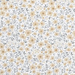 Tela decorativa Satén de algodón Mar de flores – anacardo/blanco, 