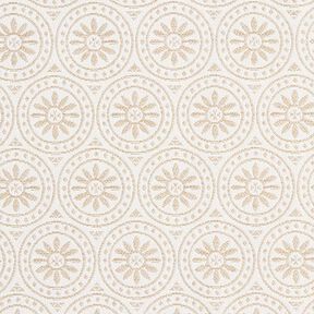 Telas para exteriores Jacquard Adornos círculos – beige/blanco lana, 