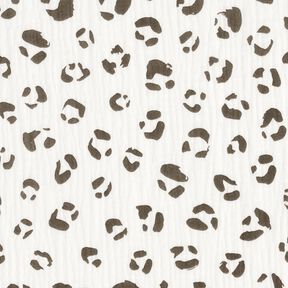 Muselina/doble arruga Patrón de leopardo grande – marfil/gris oscuro, 
