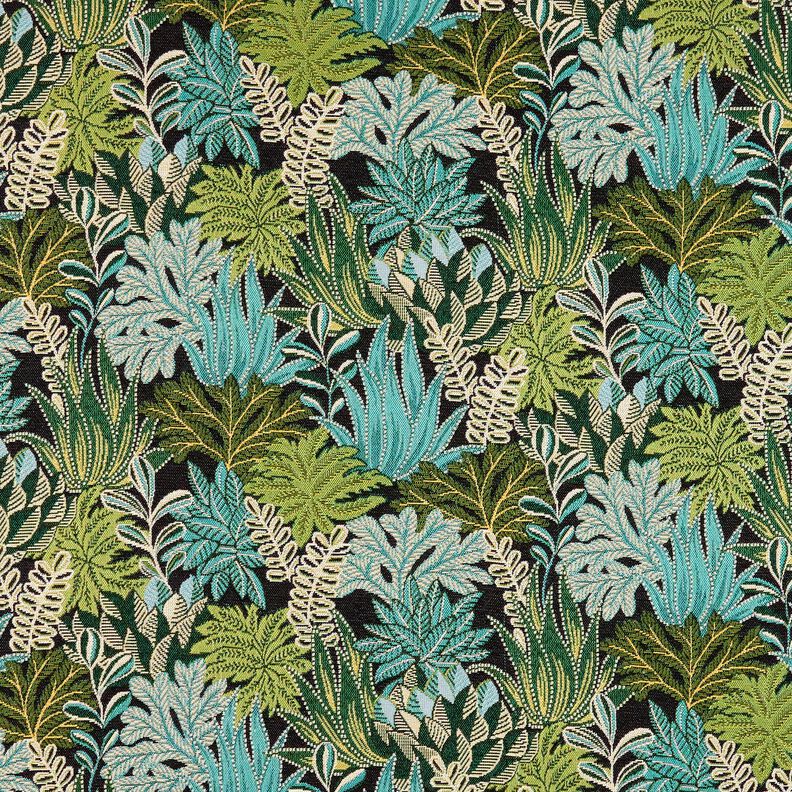 Tela decorativa Jacquard Hojas de la jungla – negro/verde,  image number 1