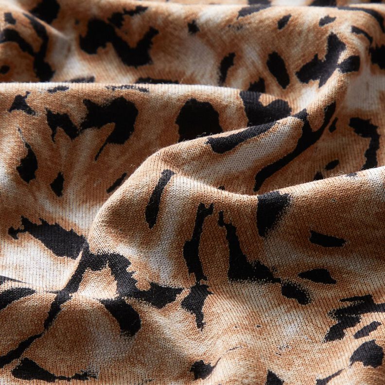 Tela de jersey de viscosa Estampado de leopardo abstracto – marrón claro/negro,  image number 2