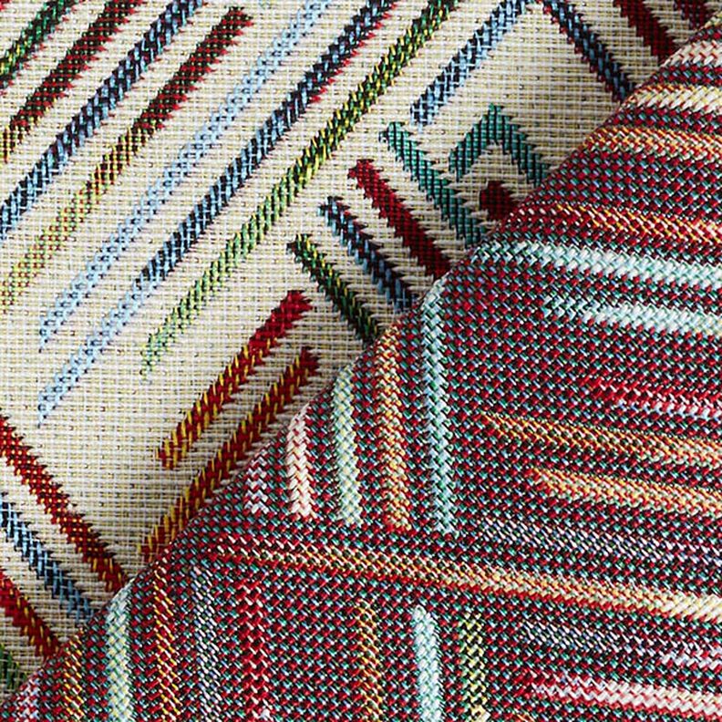 Tela decorativa Tapiz Línea en zigzag – beige claro/azul,  image number 4