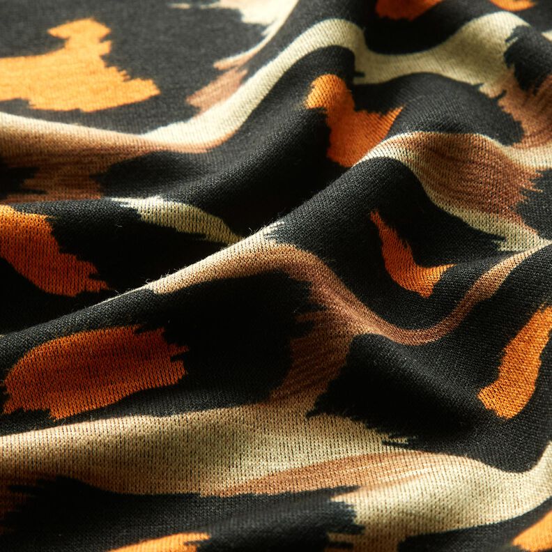 Tela de jersey de viscosa Grandes manchas de leopardo – marrón/naranja,  image number 2