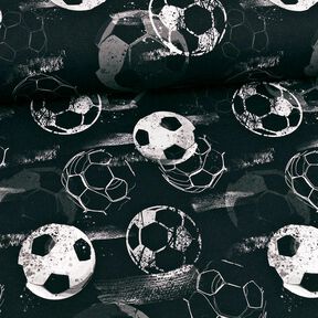 Tela de jersey de algodón Goles de fútbol | Glitzerpüppi – negro/gris, 