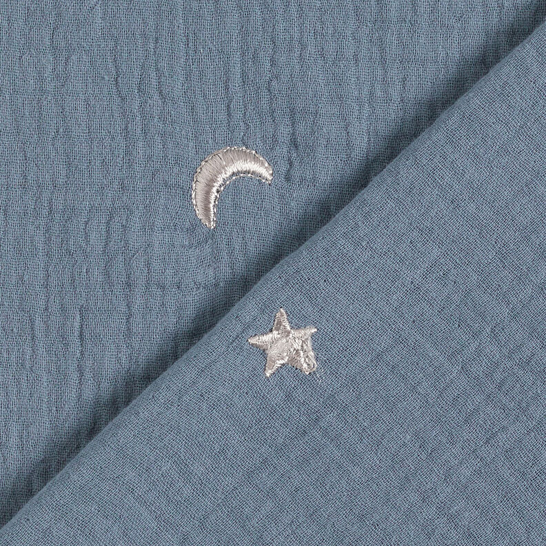 Muselina/doble arruga Estrellas bordadas | by Poppy azul gris,  image number 6