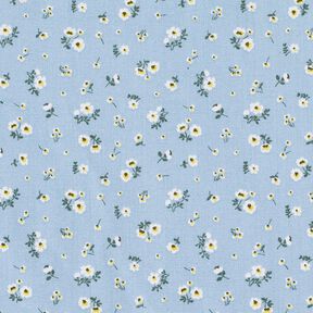 Popelina de algodón orgánica Flores pequeñas – azul claro, 